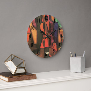 Grande Horloge Ronde Violon et guitare de Juan Gris, Cubisme Vintage Ar