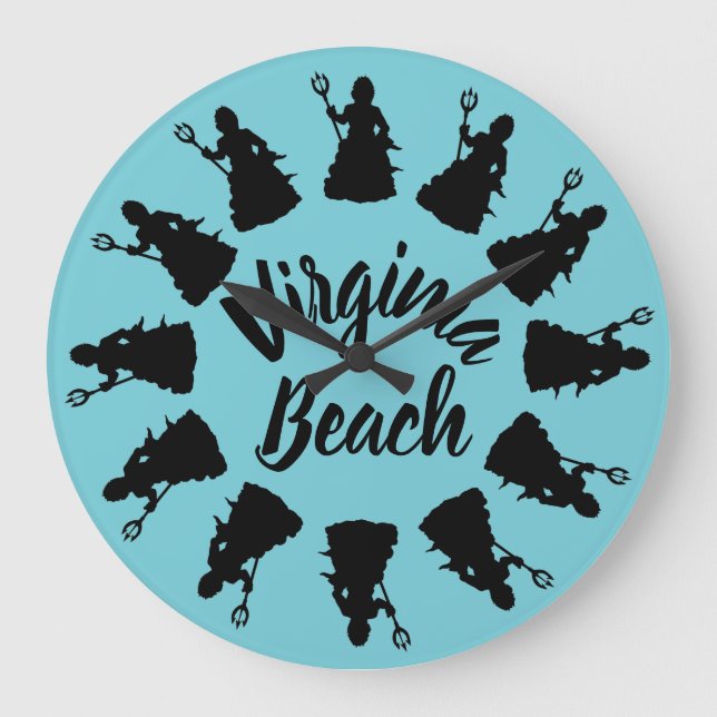 Grande Horloge Ronde Virginia Beach, VA Statue Neptune Océan Nautique (Recto)