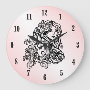 Grande Horloge Ronde Virgo The Virgin Zodiac Pink Clock