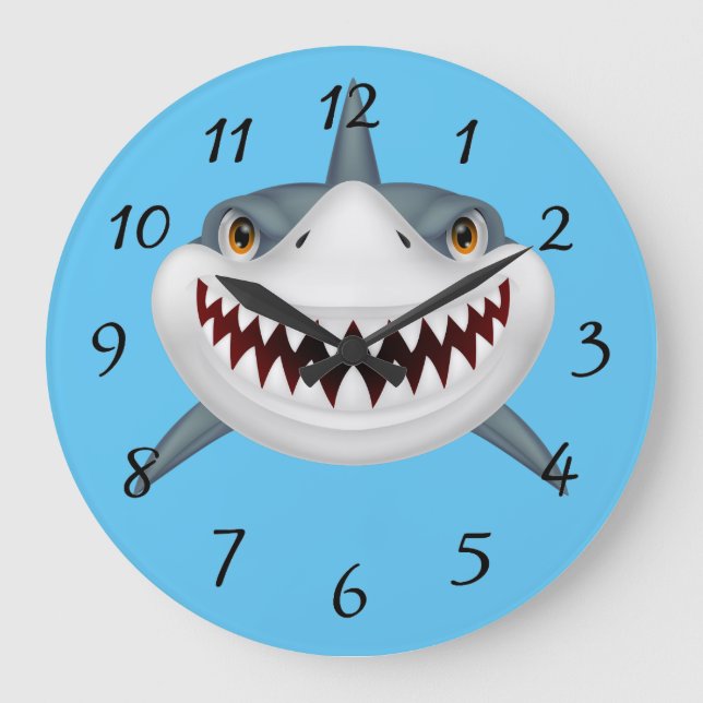 Grande Horloge Ronde Visage Animé de requin (Recto)