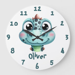 Grande Horloge Ronde Visage de bébé dino mignon