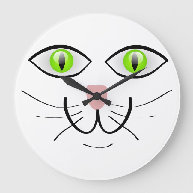 Grande Horloge Ronde visage de chats amusants (Recto)