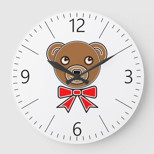 Grande Horloge Ronde Visage drôle d'ours (Recto)