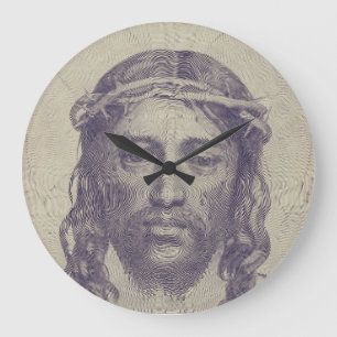 Grande Horloge Ronde Visage du Christ sur le Voile de Saint-Veronica