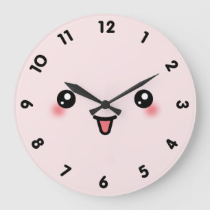 Grande Horloge Ronde Visage Mignon Kawaii Rose