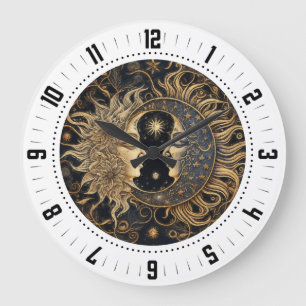 Grande Horloge Ronde Visages célestes de la Lune Solaire