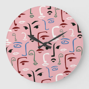 Grande Horloge Ronde Visages monochromes