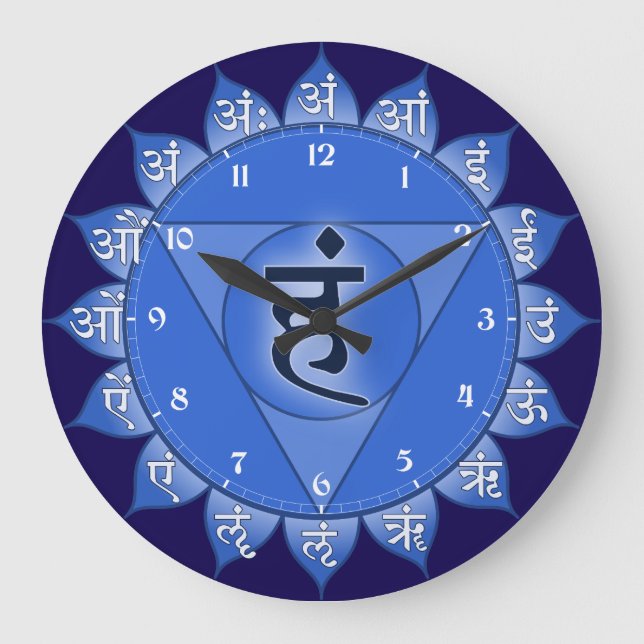 Grande Horloge Ronde Vishuddha Chakra Blue Petals & Sanskrit Vowels (Recto)