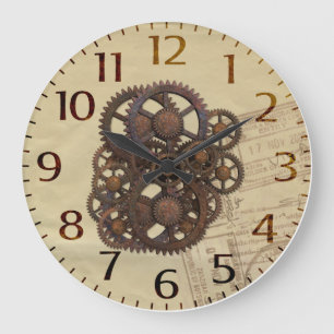 Grande Horloge Ronde Vitesses de Steampunk
