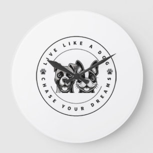 Grande Horloge Ronde Vivez comme un chien poursuivez vos rêves (2)