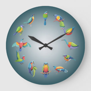 Grande Horloge Ronde Vivre À L'Heure Des Oiseaux