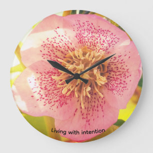 Grande Horloge Ronde Vivre avec intention. Helleborus (rose de carême)