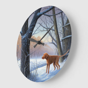 Grande Horloge Ronde Vizla Laissez tomber la neige de Noël