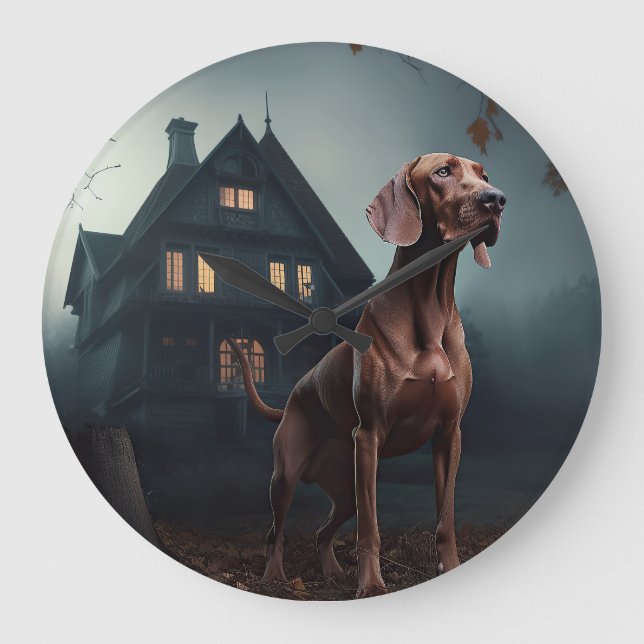 Grande Horloge Ronde Vizsla Halloween effroi (Recto)