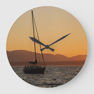 Grande Horloge Ronde Voilier au coucher du soleil sur le Puget Sound