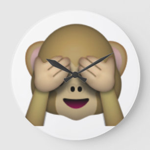 Grande Horloge Ronde Voir No Evil Monkey - Emoji