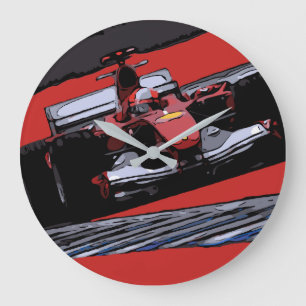 GRANDE HORLOGE RONDE VOITURE DE LA RACE ROUGE - PASSION