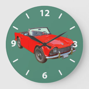 Grande Horloge Ronde Voiture de sport convertible rouge de Triumph Tr4