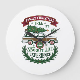 Grande Horloge Ronde Voiture familiale de Noël Couronne de pin