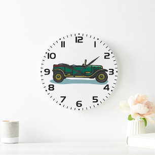 Grande Horloge Ronde Voiture Verte Vintage Classic Vieux-Timer Automobi