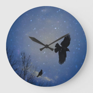Grande Horloge Ronde Vol De Corbeau Dans Le Ciel Moody