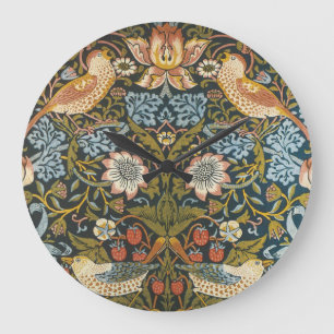 Grande Horloge Ronde Voleurs de fraises par William Morris, Art vintage