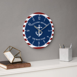 Grande Horloge Ronde Votre Ancre de nom de bateau