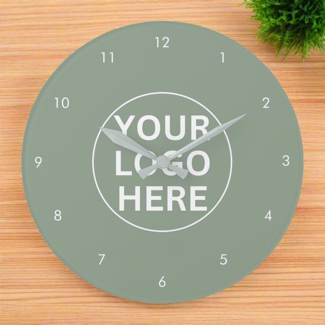 Grande Horloge Ronde Votre logo l Professionnel Professionnel Sage Gree (Créateur téléchargé)