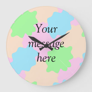Grande Horloge Ronde Votre message ici ajouter du texte nom boho coloré