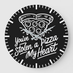 Grande Horloge Ronde Vous avez volé une pizza Mon coeur - Amoureux de l