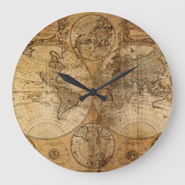 Grande Horloge Ronde Voyage historique : 1746 Carte du monde (Recto)