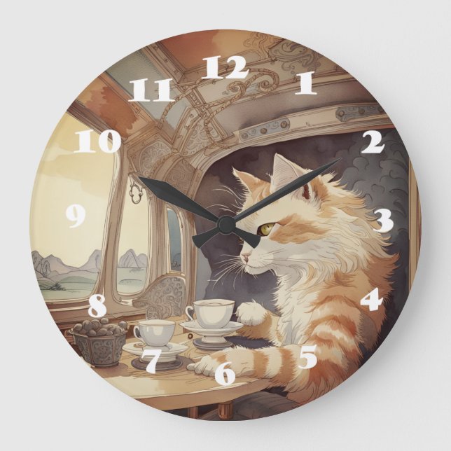 Grande Horloge Ronde Voyageur de chat (Recto)