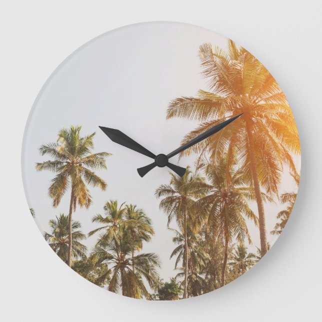 Grande Horloge Ronde Vue Pittoresque sur la plage de Palm (Recto)