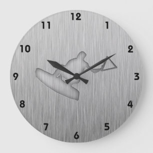 Grande Horloge Ronde Wakeboarder balayé de Métal-regard