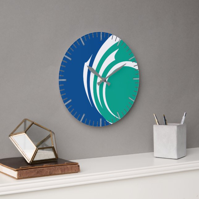 Grande Horloge Ronde Wall Clock with flag of Ottawa, Canada (Bureau)