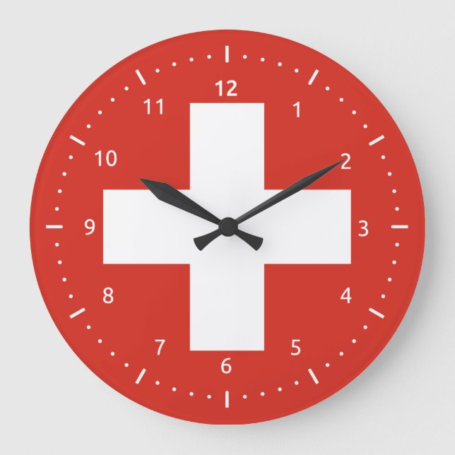 Grande Horloge Ronde Wall Clock with flag of Switzerland (Recto)