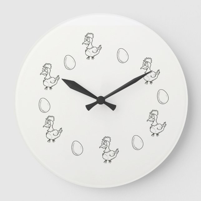 Grande Horloge Ronde Wanduhr ! Das Huhn oder das Ei ! Die Küchenuhr ! (Recto)