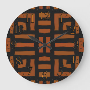 Grande Horloge Ronde Warm African Tribal Artwork
