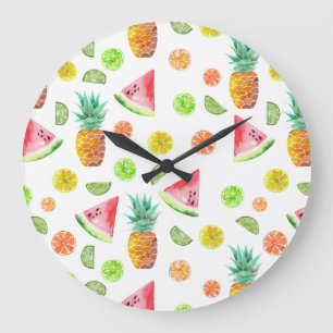 Grande Horloge Ronde Watercolor Candied Fruit Pattern