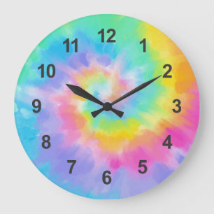 Grande Horloge Ronde Watercolor Tie Dye