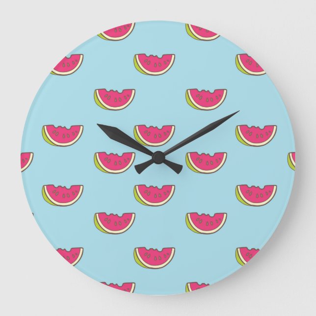 Grande Horloge Ronde Watermelon Slices on Teal Pattern (Recto)