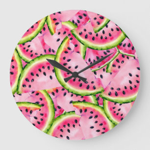 Grande Horloge Ronde Watermelon Surprise Wall Clock
