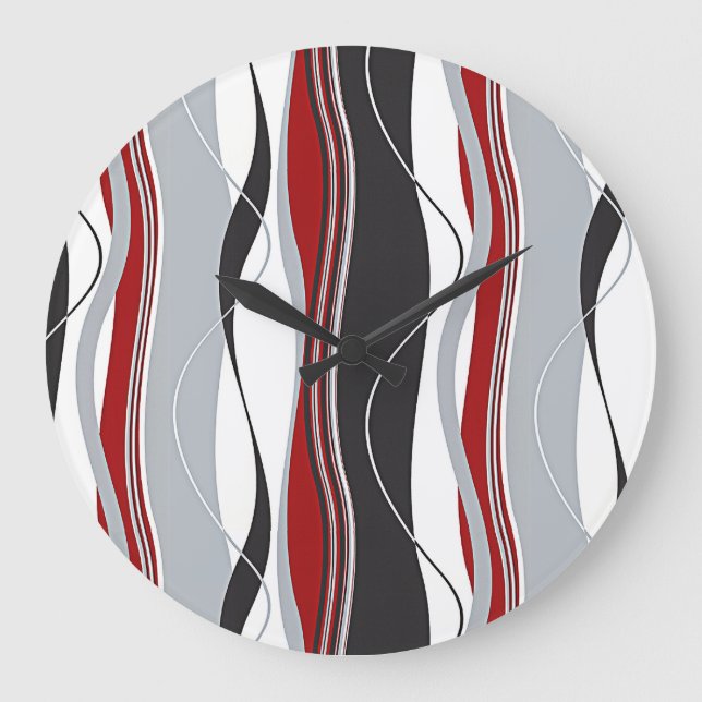 Grande Horloge Ronde Wavy Vertical Stripes Red White and Grey (Recto)