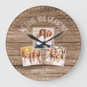 Grande Horloge Ronde WE LOVE YOU GRANDMA Custom Photo Mothers Day