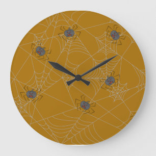 Grande Horloge Ronde Web et citrouilles d'araignées d'Halloween