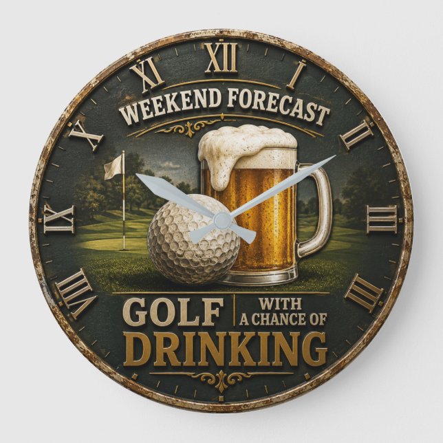 Grande Horloge Ronde Weekend Forecast Golf Drinking Golfer Gift  (Recto)