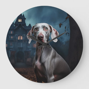 Grande Horloge Ronde Weimaraner Halloween effroi