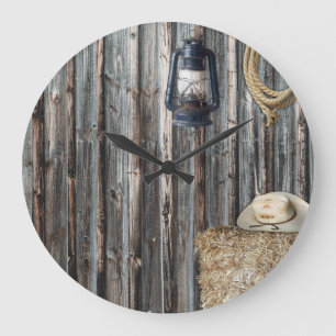 Grande Horloge Ronde Western Cowboy Barn
