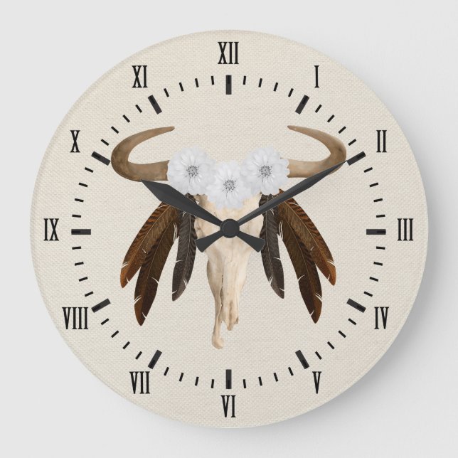 Grande Horloge Ronde Western Prairie Floral Cow (Recto)
