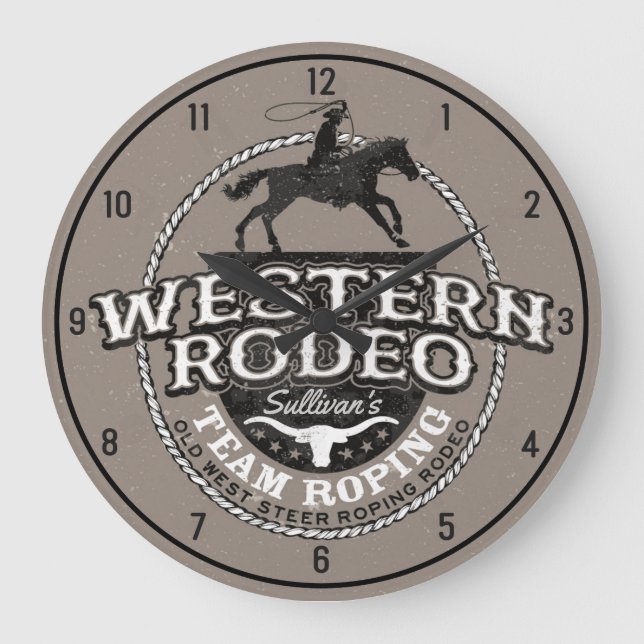 Grande Horloge Ronde Western Rodeo Old West Steer Roping (Recto)